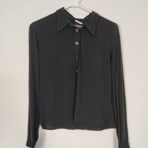 Teenflo Teenflo Girl's Button Down Shirt Blouse in Black Size 14 Goth Whimsigoth